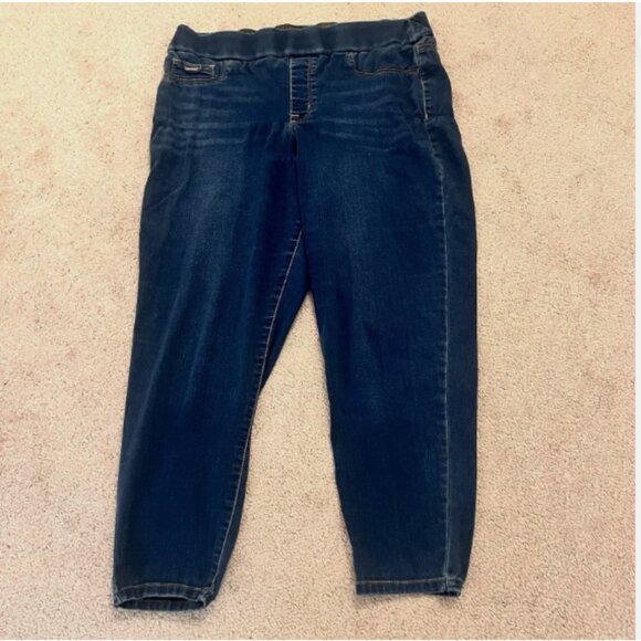 Nine West Sz 12P. Stretch Crop Cotton Blend Jeans. Elastic Waist. Pockets. B130 - Picture 1 of 7